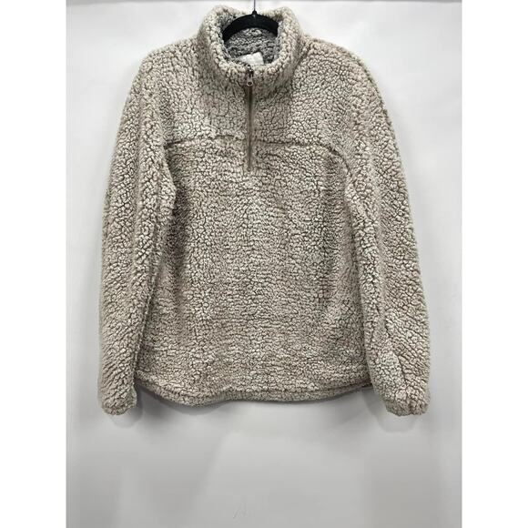 Thread & Supply Jackets & Blazers - Thread & Supply Mushroom Taupe Gray Fleece Sherpa‎ Quarter Zip Pullover Jacket
